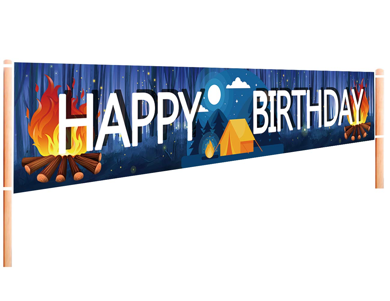 Happy Camper Banner Camping Th - Outdoor Adventure Birthday Party review and price